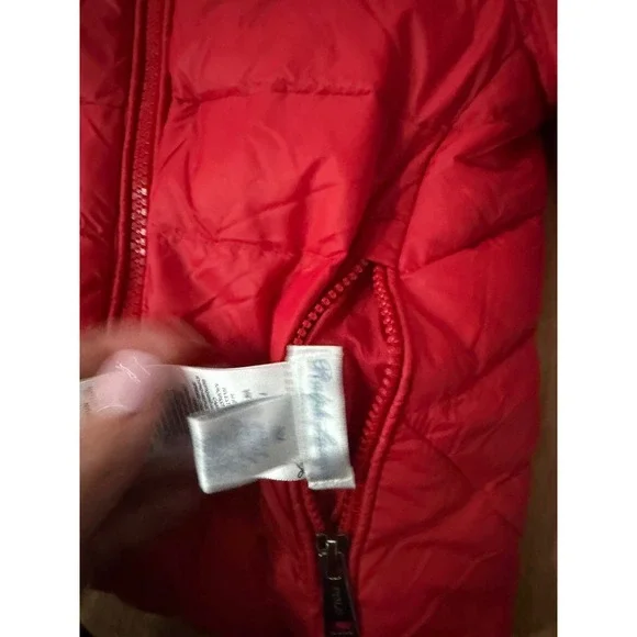 Ralph Lauren Baby Reversible Puffer Jacket Red Blue Hooded Cozy Preppy Size 9M - Picture 3 of 5